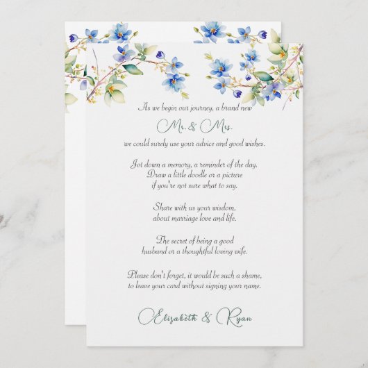 Het advies van het huwelijk wenst Blauwe Waterverf (Voorkant / Achterkant)