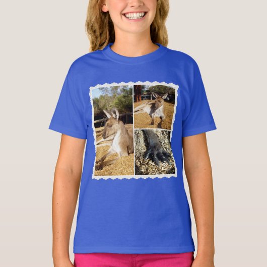 Het Afbeelding Kangaroo Collage, meisje Tshirt (Voorkant)