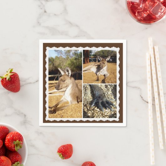 Het Afbeelding Kangaroo Collage, Papier Napkins Servet (Insitu)