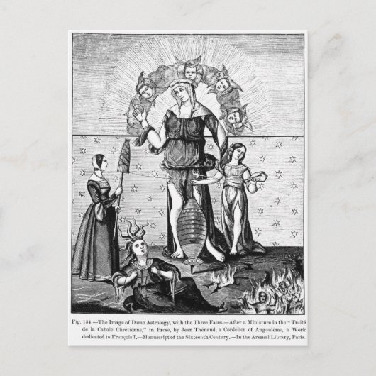 Het Afbeelding van de Astrologie van Dame met de d Briefkaart (Voorkant)