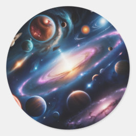 Het afbeelding van de planeten, ronde sticker