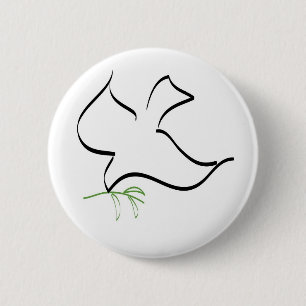 Het Afbeelding van de Tak van de duif en van de Ronde Button 5,7 Cm