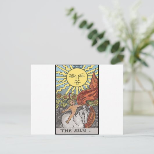 Het afbeelding van de Zonekaart tarot Briefkaart (Staand voorkant)