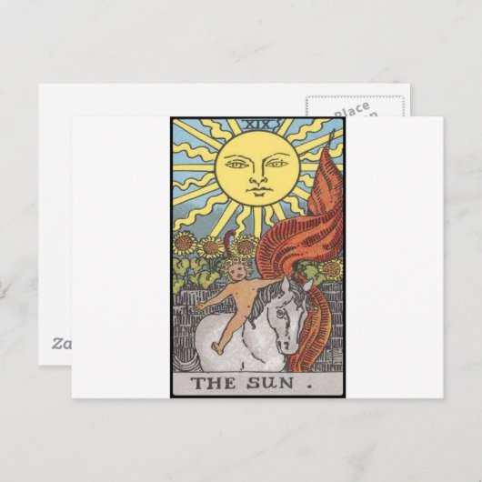 Het afbeelding van de Zonekaart tarot Briefkaart (Voorkant / Achterkant)