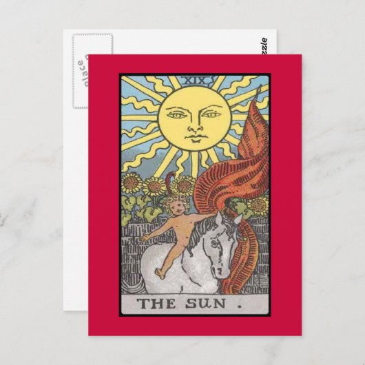 Het afbeelding van de Zonekaart tarot Briefkaart (Voorkant / Achterkant)
