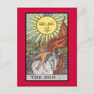 Het afbeelding van de Zonekaart tarot Briefkaart