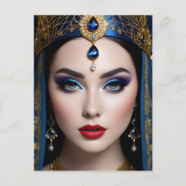Het afbeelding van een vrouw met een sluier op haa feestdagenkaart