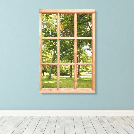 Het Afbeelding van het Venster van het Uitzicht va Canvas Afdruk (Insitu (Houten vloer))