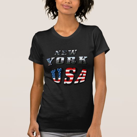 Het Afbeelding van New York en V.S.- Tekst T-shirt (Voorkant)