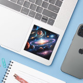 Het afbeelding van planeten sticker (Laptop met iPhone)