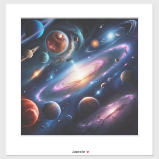 Het afbeelding van planeten sticker (Vel)