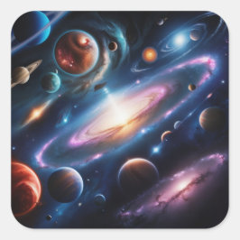 Het afbeelding van planeten vierkante sticker