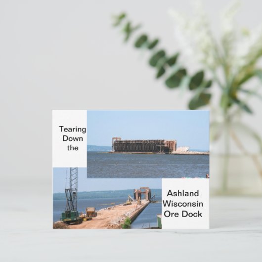 Het afbreken van de Ashland Wisconsin Ore Dock Briefkaart (Staand voorkant)