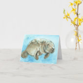 "Het afdrijven Manatee", een manateewenskaart Kaart (Gele Bloem)