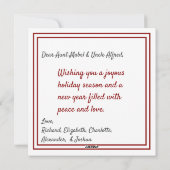 Het Afrikaanse Amerikaanse Bericht van Kerstmis Feestdagenkaart (Achterkant)