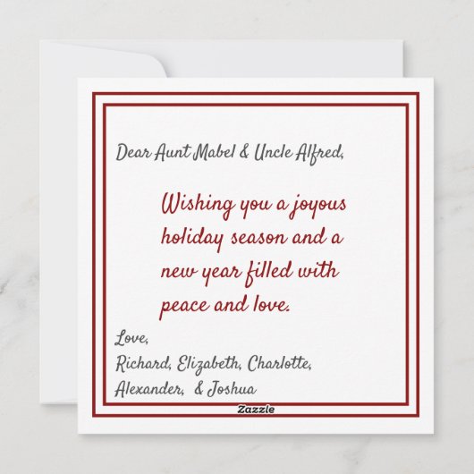 Het Afrikaanse Amerikaanse Bericht van Kerstmis Feestdagenkaart (Achterkant)