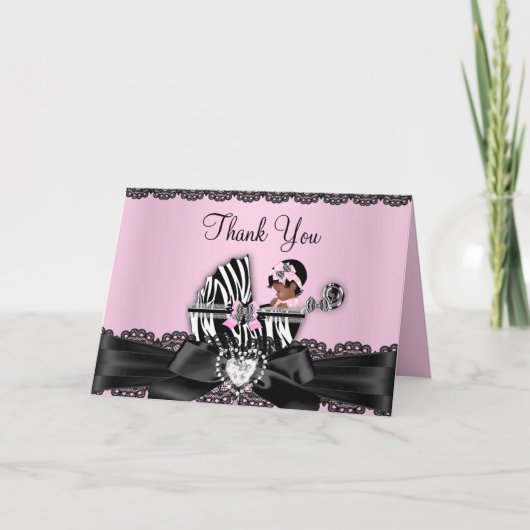 Het Afrikaanse Amerikaanse Gestreepte Baby shower Bedankkaart (Voorkant)