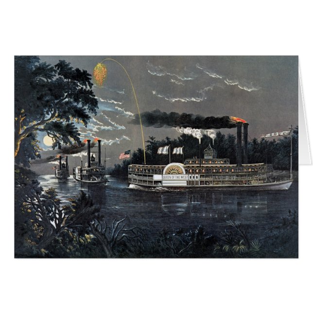 Het afronden van een bocht op de Mississippi-boot (Voorkant Horizontaal)