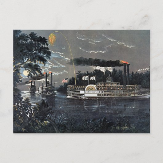 Het afronden van een bocht op de Mississippi-boot Briefkaart (Voorkant)