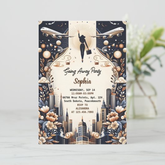 Het afscheidsfeest voor de reis kaart (Staand voorkant)