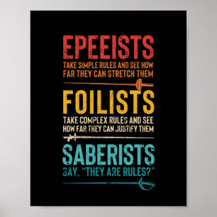 Het afschermen van een grappige folie saber epee-s poster