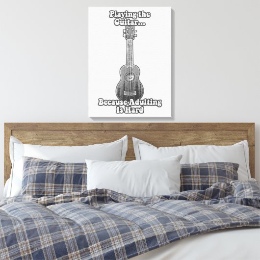 Het afspelen van gitaar omdat overlijden moeilijk  canvas afdruk (Insitu (Slaapkamer))