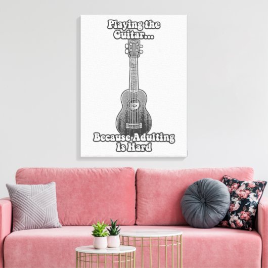 Het afspelen van gitaar omdat overlijden moeilijk canvas afdruk (Insitu (Woonkamer))