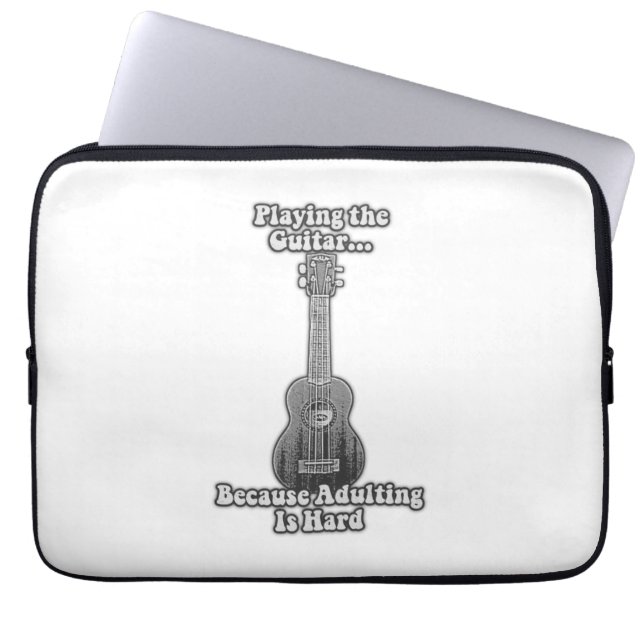 Het afspelen van gitaar omdat overlijden moeilijk  laptop sleeve (Voorkant)