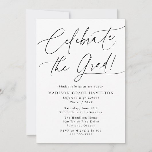 Het Afstudeerder Black Script Photo Afstuderen vie Kaart (Voorkant)