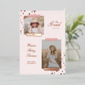 Het Afstudeerder dan en nu 2 Foto Afstuderen Terra Folie Uitnodiging (Staand Voorkant)