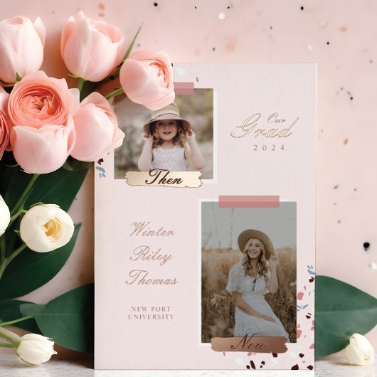 Het Afstudeerder dan en nu 2 Foto Afstuderen Terra Folie Uitnodiging