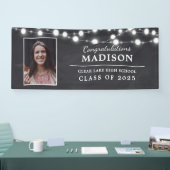 Het Afstudeerder Foto van Rustic Chalk String Ligh Spandoek (Beurs)