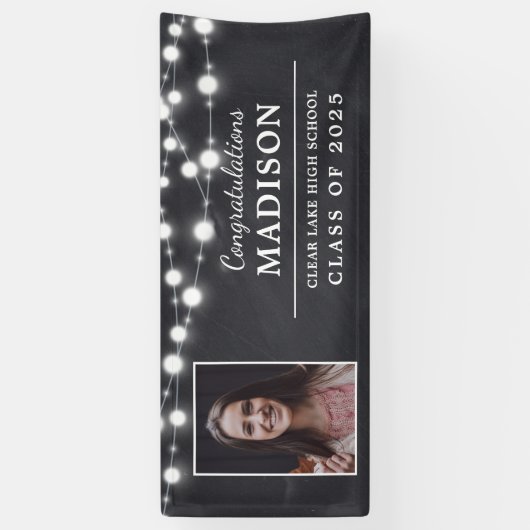 Het Afstudeerder Foto van Rustic Chalk String Ligh Spandoek (Verticaal)
