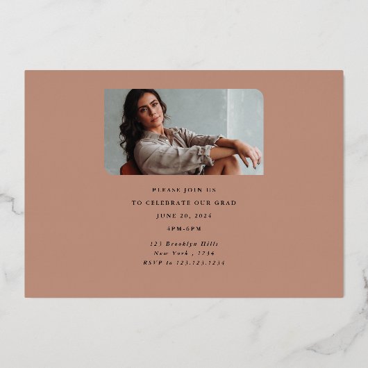 Het Afstudeerder van het manuscript Moderne Uitnod Folie Uitnodiging (Achterkant)