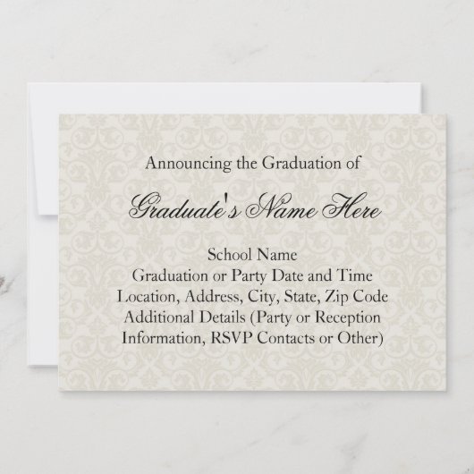 Het Afstuderen Afstuderen van Elegant Ivory Damask Kaart (Achterkant)