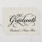 Het Afstuderen Afstuderen van Elegant Ivory Damask Kaart (Voorkant / Achterkant)