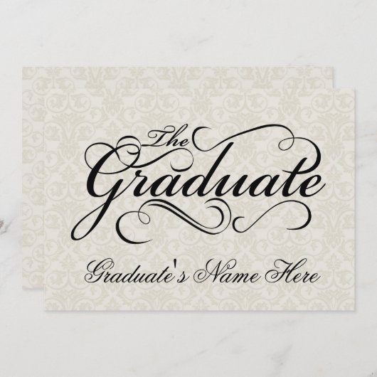 Het Afstuderen Afstuderen van Elegant Ivory Damask Kaart (Voorkant / Achterkant)