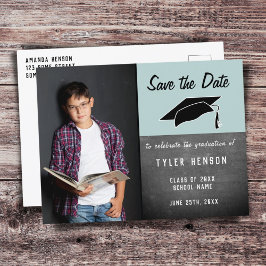 Het Afstuderen Datum van de Foto van Chalkboard Bo Aankondigingskaart