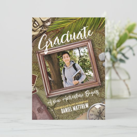 Het Afstuderen Groene avonturier personaliseren Kaart (Staand voorkant)