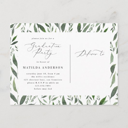 Het afstuderen loofwerk en het goud geometrische b aankondigingskaart (Achterkant)