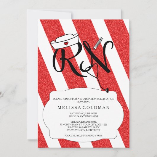 Het afstuderen RN verpleegster nodigt het leuke ro Kaart (Voorkant)