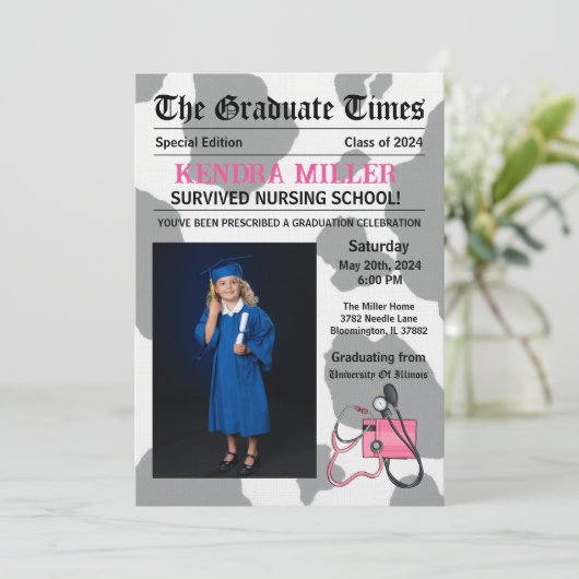 Het Afstuderen Times Nursing Afstuderen Kaart (Staand voorkant)