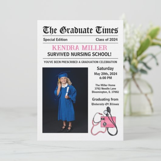 Het Afstuderen Times Nursing Afstuderen Kaart (Staand voorkant)
