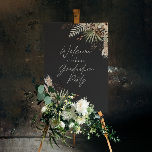 Het afstuderen van de begroting pampas zwarte mode poster