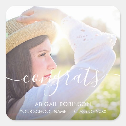 Het Afstuderen van de Congratie van het manuscript Vierkante Sticker (Voorkant)