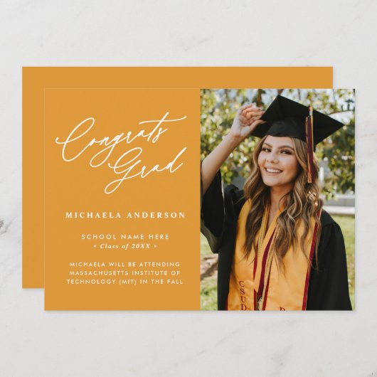 Het Afstuderen van de Foto van het Afstudeerder Mo Aankondiging (Voorkant / Achterkant)