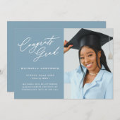 Het Afstuderen van de Foto van het Afstudeerder Mo Aankondiging (Voorkant / Achterkant)