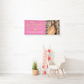Het Afstuderen van de Foto van het Manuscript roze Spandoek (Insitu)