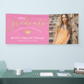 Het Afstuderen van de Foto van het Manuscript roze Spandoek (Beurs)