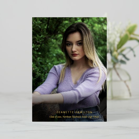 Het Afstuderen van de Foto van het Manuscript van  Folie Uitnodiging (Staand Voorkant)